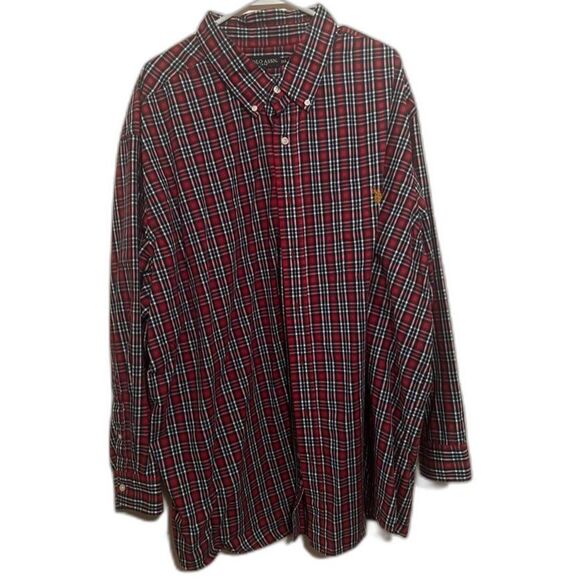 US Polo Assn. Shirt Mens Red Button Up Long Sleeve Plaid 3XL - Picture 1 of 3